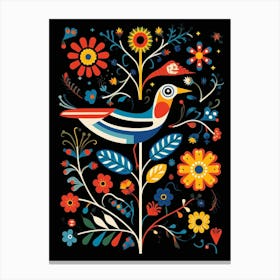 Folk Bird Illustration Magpie 1 Canvas Print