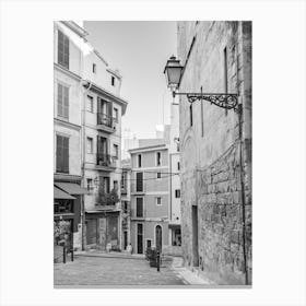 Palma de Mallorca Street in the old town black and white Canvas Print