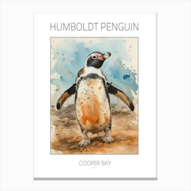 Humboldt Penguin Cooper Bay Watercolour Painting 1 Poster Canvas Print