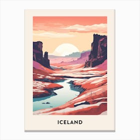 Vintage Winter Travel Poster Iceland 4 Canvas Print