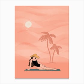 Woman Relaxing On A Beach Canvas Print