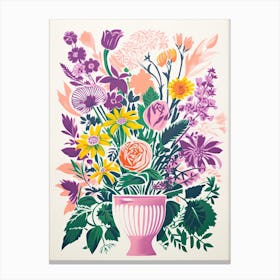 Colourful Flower Still Life Risograph Style 8 Canvas Print