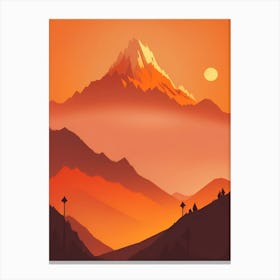 Misty Mountains Vertical Composition In Orange Tone 240 Canvas Print