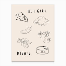 Hot Girl Dinner B&W Canvas Print