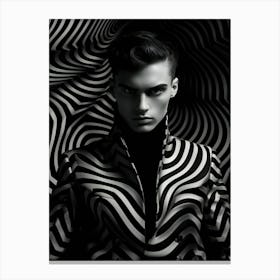 Black And White Striped Man Canvas Print