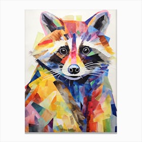 A Playful Raccoon In The Style Of Jasper Johns 3 Canvas Print