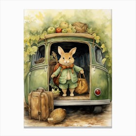 Bunny Traveling Rabbit Prints Watercolour 3 Canvas Print