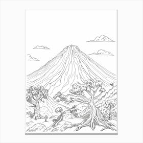 Mount Yasur Vanuatu Color Line Drawing (5) Canvas Print