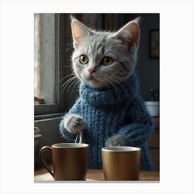 Cat In Sweater Canvas Print