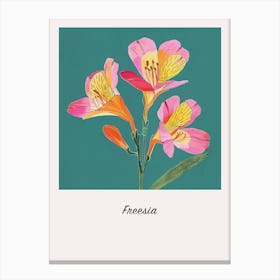 Freesia 3 Square Flower Illustration Poster Canvas Print