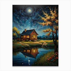 Night At The Cabin 1 Canvas Print