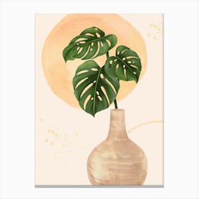 Monstera Plant In A Vase Canvas Print