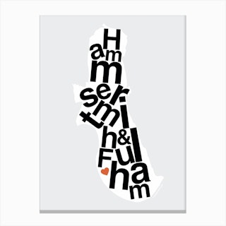 Hammersmith And Fulham Type Map Canvas Print
