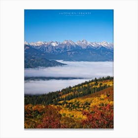 Alpine Landscape Unfurls Across Panoramic Canvas Autumn Colors Drape The Mountain Slopes Fiery Map (2) Canvas Print