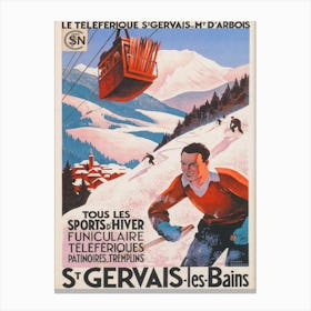 St Georges Les Bains France Vintage Ski Poster Canvas Print