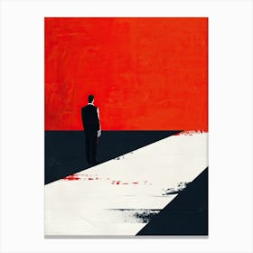 Man Walking On A Red Road Canvas Print