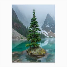 Lone Pine Tree In A Lake Canvas Print