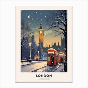 Winter Night  Travel Poster London United Kingdom 7 Canvas Print