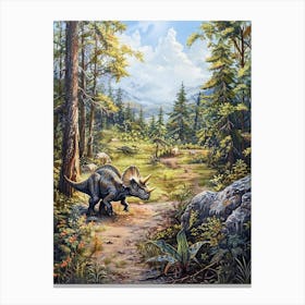 Triceratops In The Forest Painting 2 Canvas Print