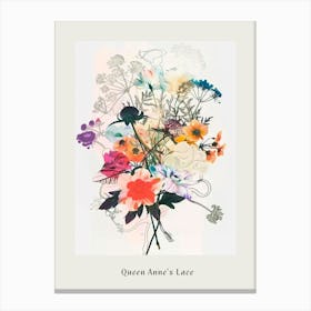 Queen Anne S Lace 2 Collage Flower Bouquet Poster Canvas Print