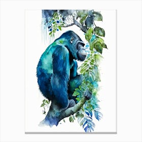 Gorilla Climbing Tree Gorillas Mosaic Watercolour 4 Canvas Print