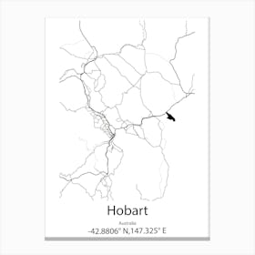 Hobart,Australia Minimalist Map Canvas Print