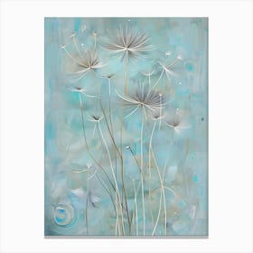 The Magic of Dandelions: A Tapestry of Seeds in a Soft Blue Sky 1 Canvas Print