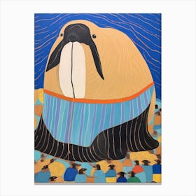 Maximalist Animal Painting Walrus Canvas Print