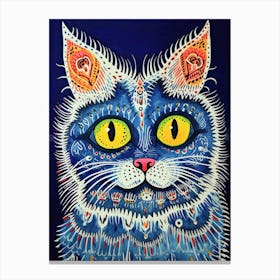 Louis Wain Blue Gothic Kaleidoscope Cat 6 Canvas Print