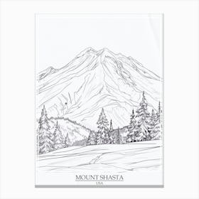Mount Shasta Usa Color Line Drawing 3 Poster Canvas Print