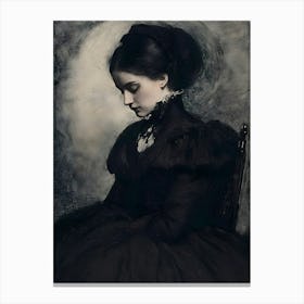 Dark Gothic Lady In Black 1 Canvas Print