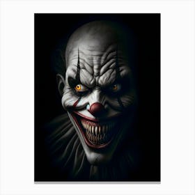 Creepy scary Clown isolated on black background 1 Canvas Print