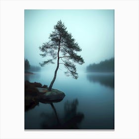 Lone Tree In The Mist 1 Canvas Print