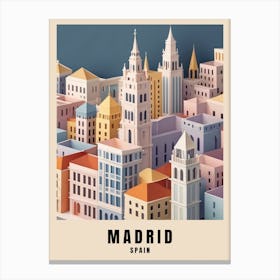 Madrid City Travel Poster Spain Low Poly (14) Canvas Print