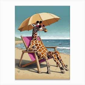 Giraffe On The Beach Canvas Print Canvas Print