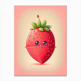 Strawberry Cartoon, Kids, Retro Drawing Canvas Print