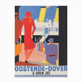 Oostende-Dover Belgium Vintage Travel Poster Canvas Print