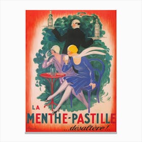 La Menthe Pastille, Women At Cafe, Vintage Poster Canvas Print
