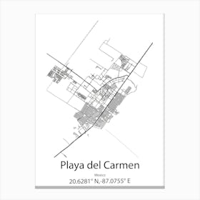 Playa Del Carmen,Mexico Minimalist Map Canvas Print