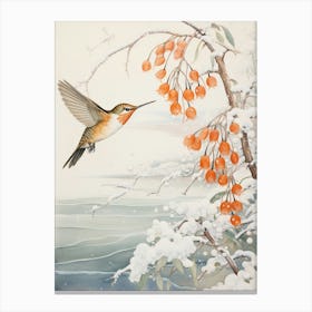 Winter Bird Painting Hummingbird 1 Canvas Print