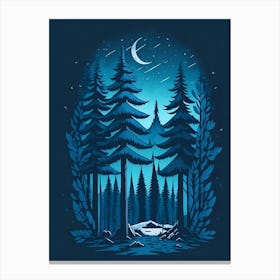 A Fantasy Forest At Night In Blue Theme 26 Canvas Print