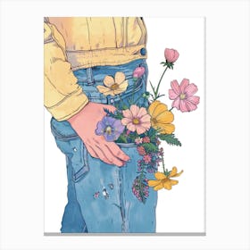 Denim Blossoms Canvas Print