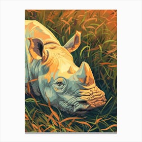 Rhino In The Grass 1 Canvas Print