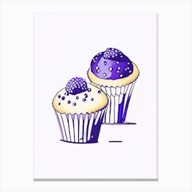 Blueberry Muffins Dessert Minimal Line Drawing 1 Flower Canvas Print