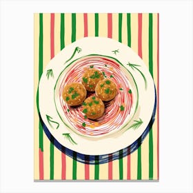 A Plate Of Arancini Top View Food Illustration 2 Canvas Print
