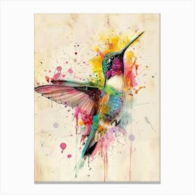 Hummingbird Colourful Watercolour 2 Canvas Print