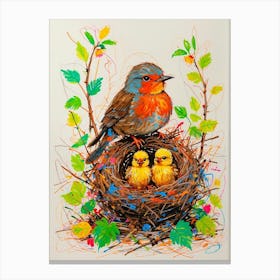 Bird In Nest 1 Canvas Print