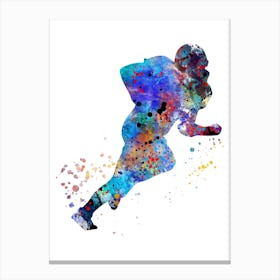 Watercolor American Football Player Canvas Print