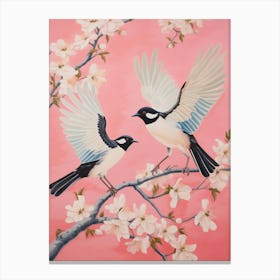 Vintage Japanese Inspired Bird Print Magpie 2 Canvas Print