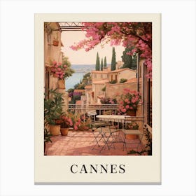 Cannes France 5 Vintage Pink Travel Illustration Poster Canvas Print